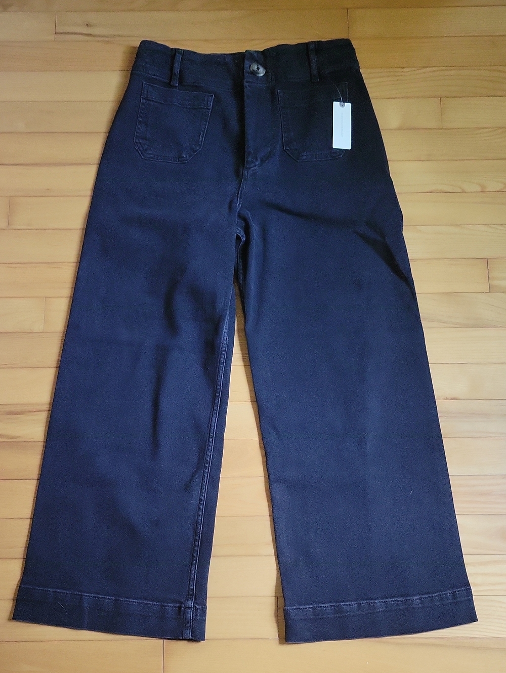 Anthropologie Black Patch Pocket Wide-Leg Jeans